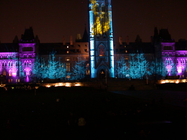 Ottawa's Parliament Buildings as a movie screen.