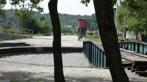 Steam train turntable in downtown Wakefield Quebec